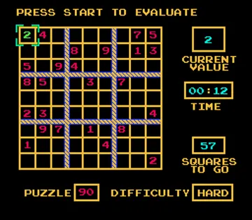 Sudoku (World) (NESWORLD Edition) (Aftermarket) (Homebrew) screen shot game playing